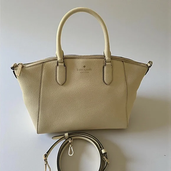 👜 Kate Spade Loden Satchel – White Pebbled Leather Convertible Crossbody Bag ✨
